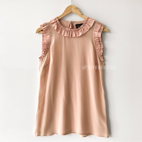 Zara Couture Silk Ruffle Sleeveless Top Dusty Rose - Picture 10 of 11